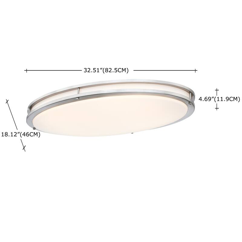 33-in Oval Brushed Nickle or Matte Black Finsh Led Flush Mount Light
