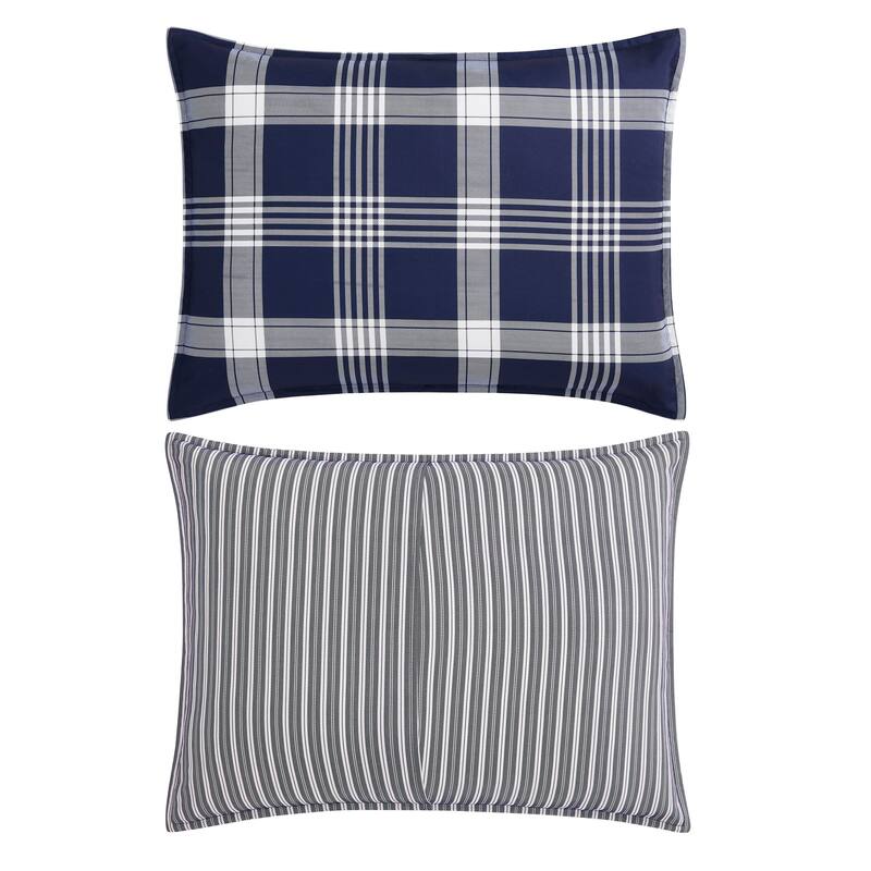 Tommy Hilfiger Huntingdon Plaid Reversible Blue Comforter Set
