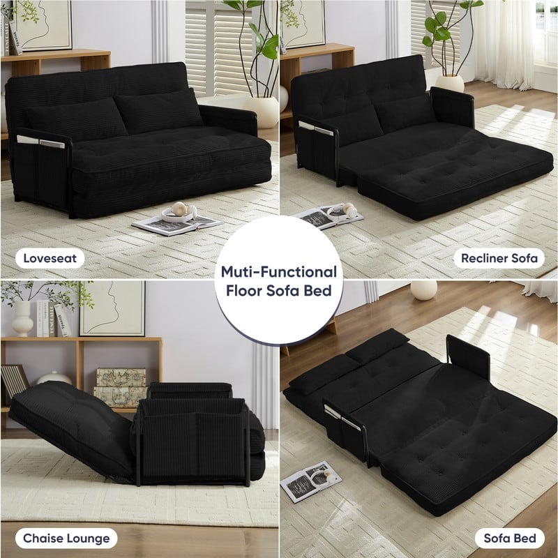 Mixoy Muti-Functional Folding Loveseat Floor Sofa Bed,Lazy Sofa with Pillows,6 Position Adjustable Backrest
