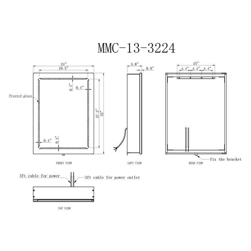 Modern Mirrors COSMO I Lighted Bathroom Vanity Mirror with Storage Cabinet, 3x Magnifying Detachable Mirror 2x USB Port - 32*24