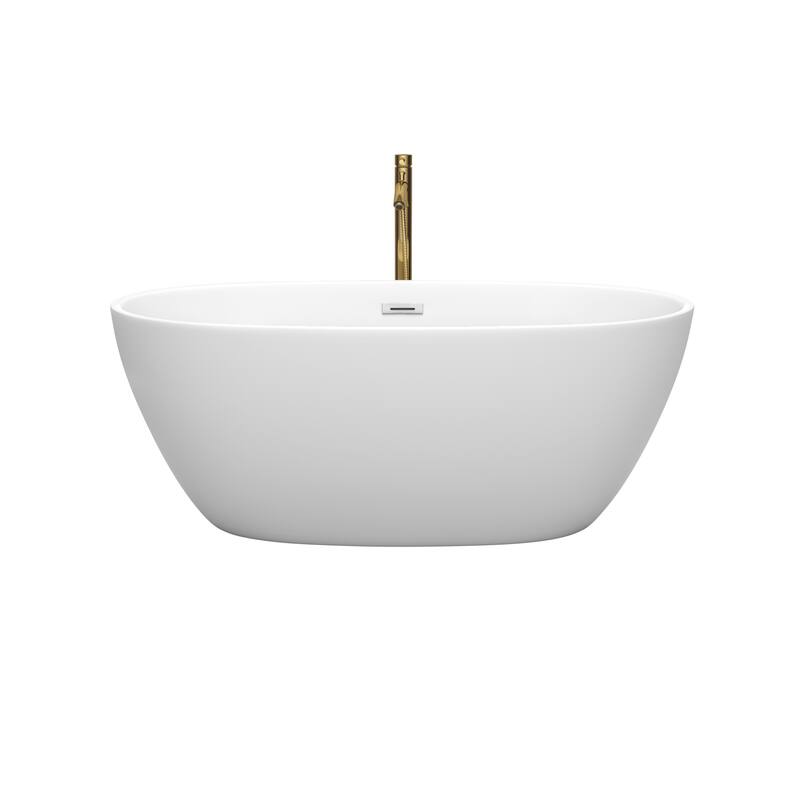 Wyndham Collection Juno 59-Inch Matte White Freestanding Tub w/ Faucet