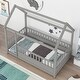 preview thumbnail 3 of 7, Twin Size Floor Bed Wooden House-shaped Bed Frame with Fence Guardrails & Roof, Twin Size Montessori Bed for Kids Boys Girls