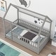 preview thumbnail 5 of 9, Twin Size Floor Wooden Bed with House Roof Frame and High Fence Guardrails for Safe and Imaginative Sleep
