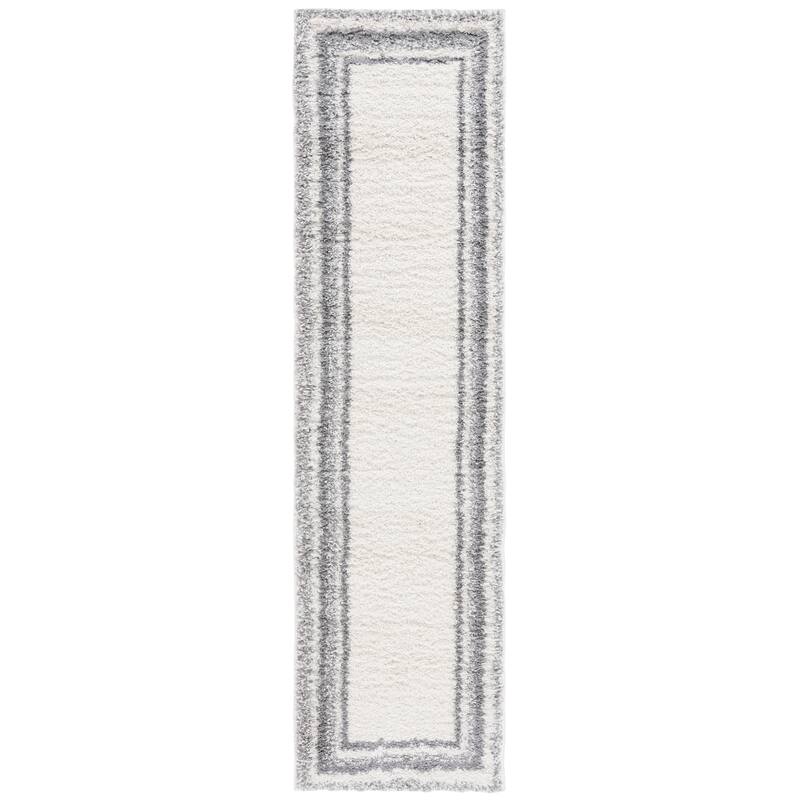 SAFAVIEH Border & Stripe Shag Rigoberta Modern 1.4-inch Thick - 2'2" x 8' Runner