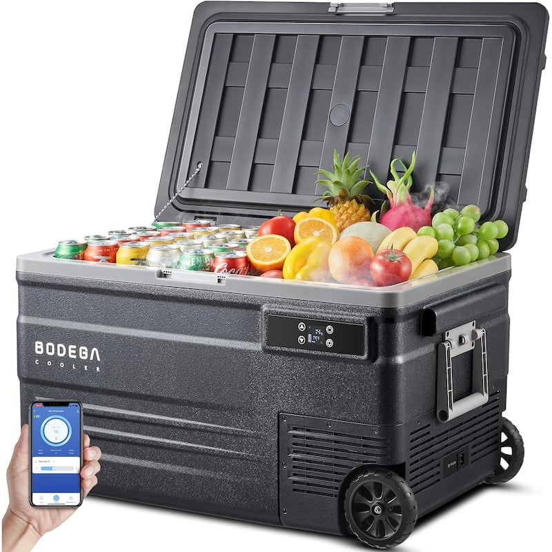 BODEGACOOLER 12 Volt Car Refrigerator, Car Fridge Single Zone,RV Portable Freezer APP Control, 75L -4℉-68℉ Car Cooler