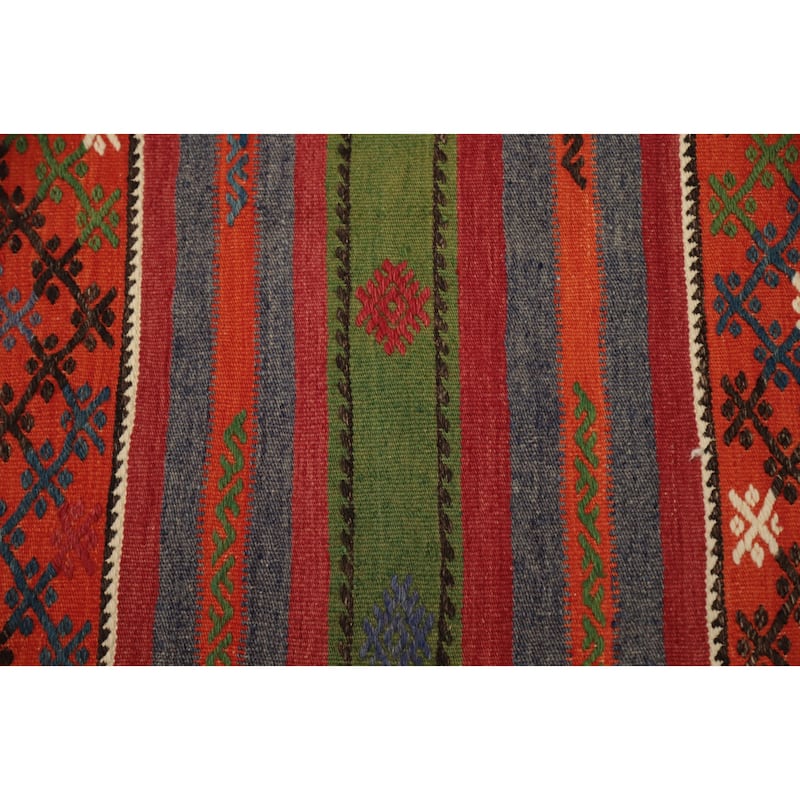 Hand Woven Oriental 100% Wool Carpet Southwestern Tribal Multi-Colored Kilim Area Rug - 10' 0'' X 6' 0''
