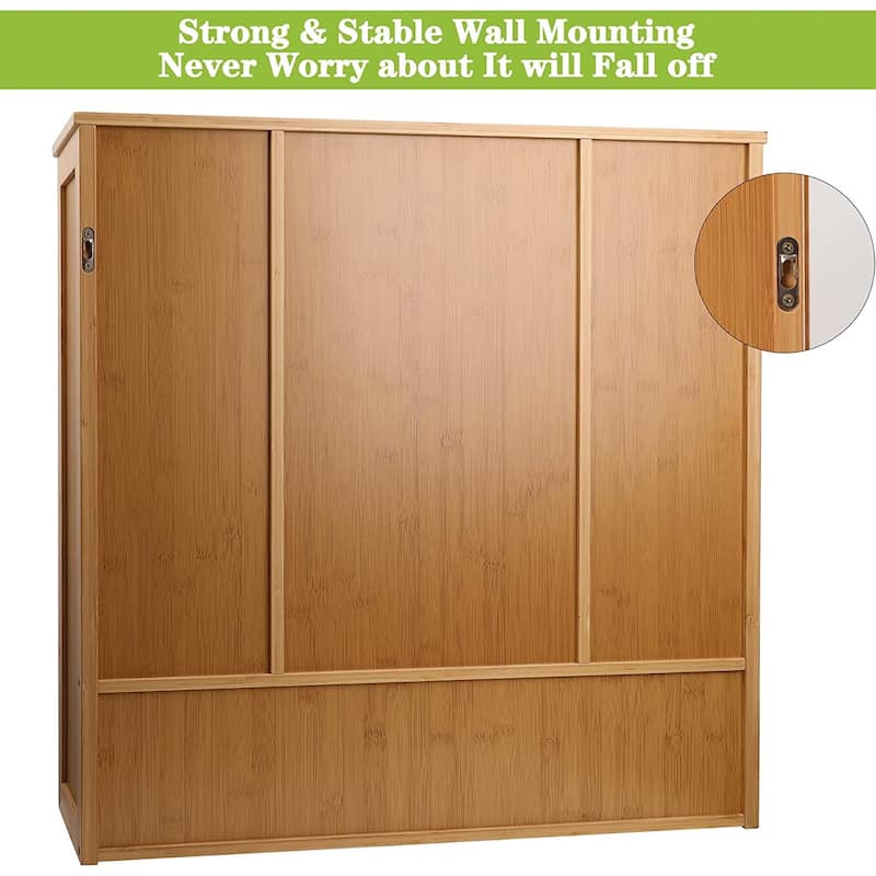 Bathroom Wall with Mirror, Bamboo Wall with Single Door, Bathroom Above