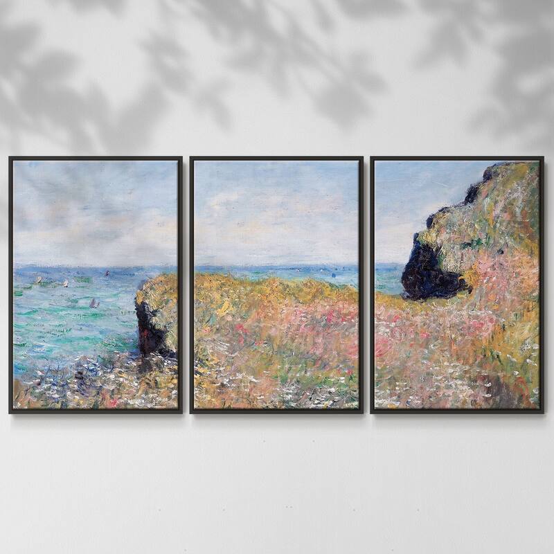 Edge of the Cliff, Pourville, 1882 - Multi Piece Framed Canvas