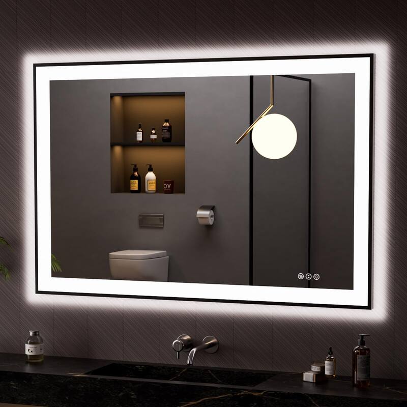 48x32 Smart LED Bathroom Mirror with Anti Fog Dimmable Light White - White