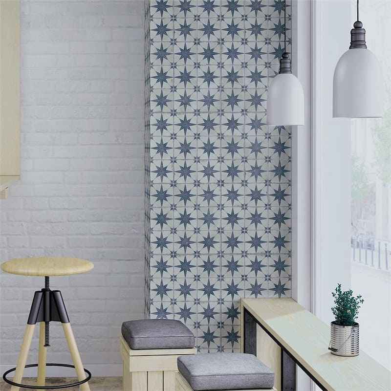 Merola Tile Harmonia Kings Star Blue 13" x 13" Ceramic Floor and Wall Tile