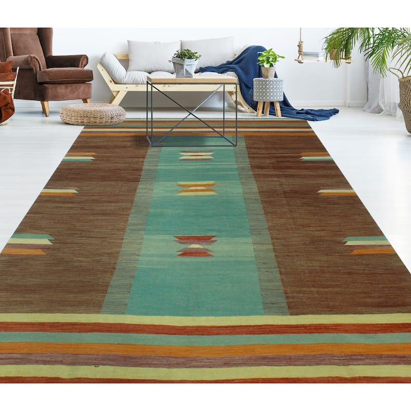 Noori Rug Winchester Flatweave Loren Blue/Brown Rug - 9'2" x 11'10"