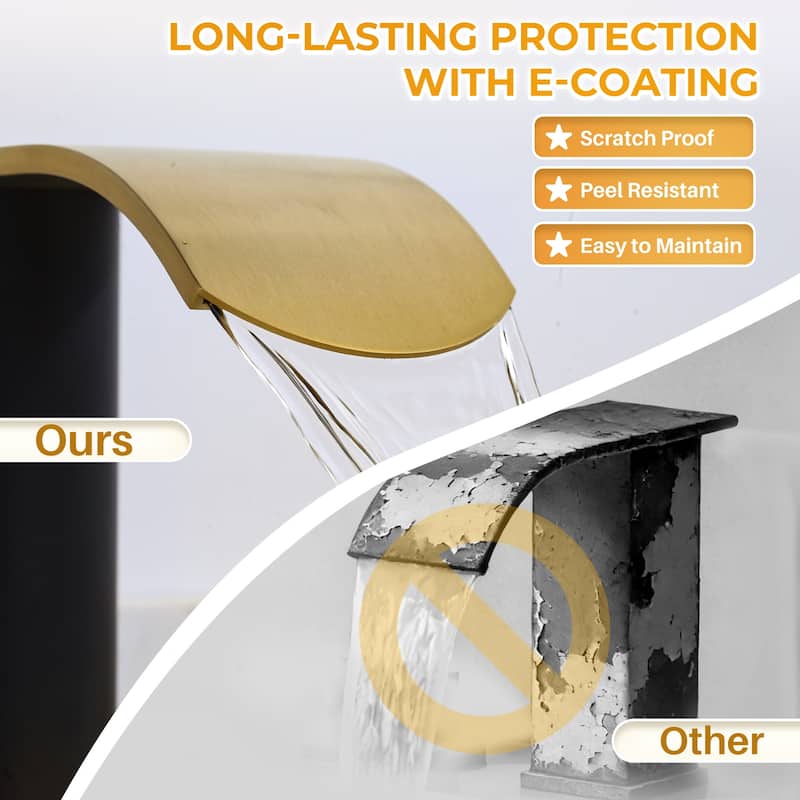 WOWOW 8 in.Double Handle Waterfall Bathroom Faucet with Pop-up Drain