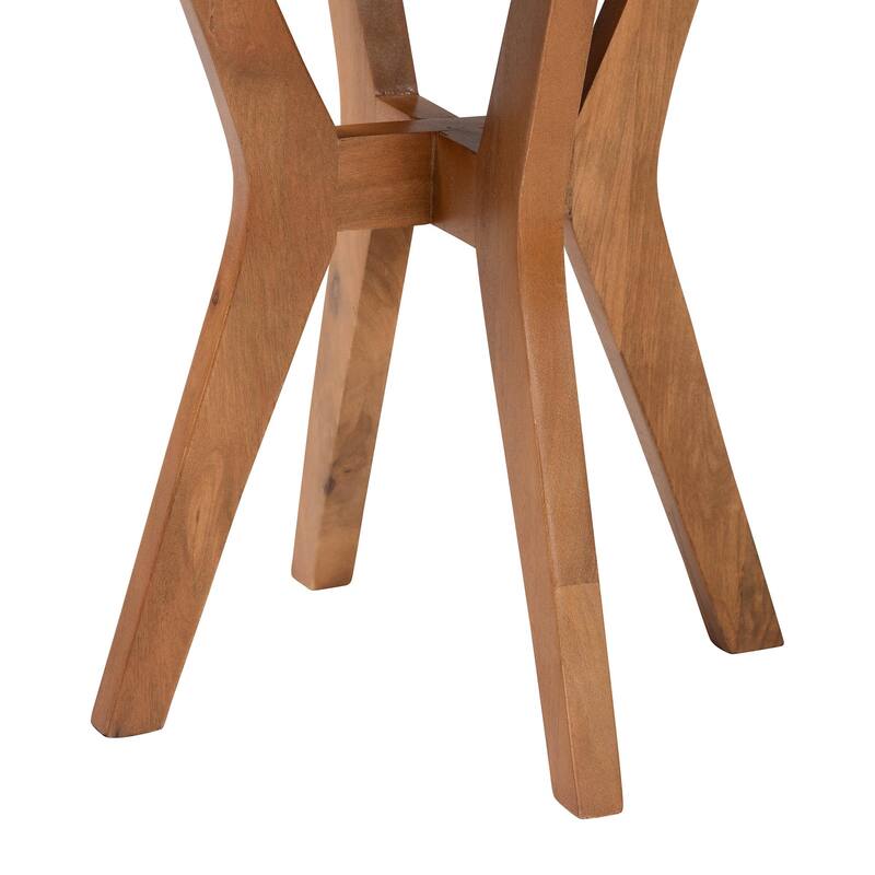 Phaedra Round Marble End Table - Modern Accent Table with Mango Wood Frame and Tray Tabletop for Living Room or Seating Area