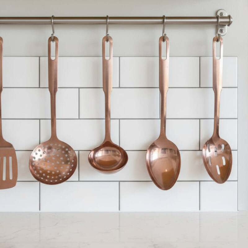 Amco 5-Piece Stainless Steel Cooking Utensil Set, Copper - 14" H