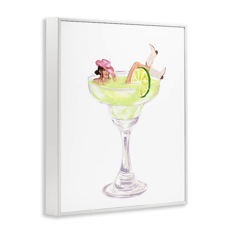 Stupell Cowgirl Lounging in Cocktail Framed Giclee Art Design By Ziwei Li