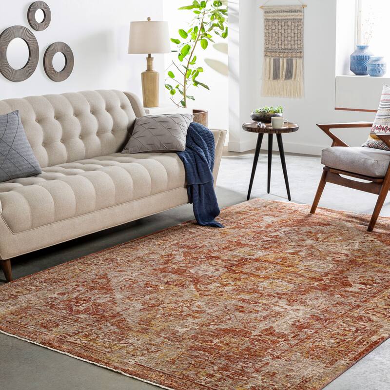Livabliss Traditional Mirabel Medallion Area Rug - 7'10" x 10'2" - Burnt Orange