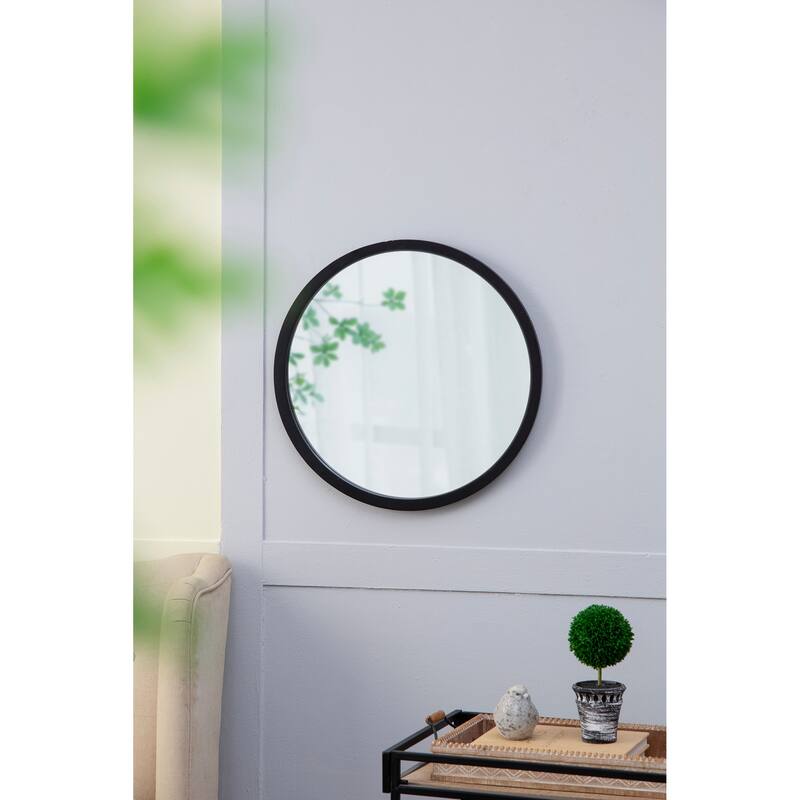 20" x 20" Circle Wall Mirror with Wooden Frame,Wall Mirror for Living Room Dining Room
