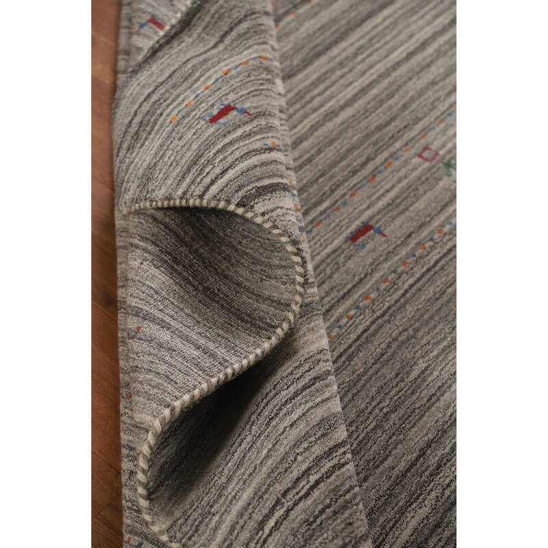 Hand Knotted Oriental 100% Wool Carpet Tribal Animal Pictorial Greys & Charcoal Gabbeh Area Rug - 7' 7'' X 5' 0''