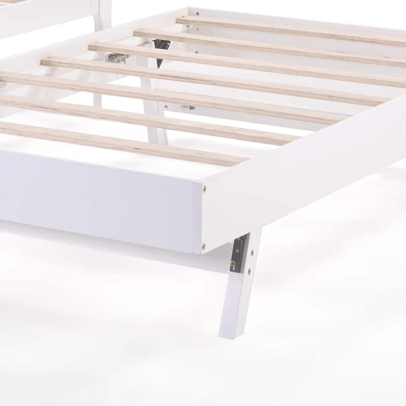 Twin Daybed with Trundle & Guardrails - White Pine Wood Sofa Bed, 350lbs Capacity, Space-Saving for Bedroom/Living Room