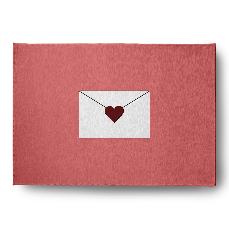 Love Letter Valentines Chenille Indoor/Outdoor Rug - Coral/Maroon - 5' x 7'