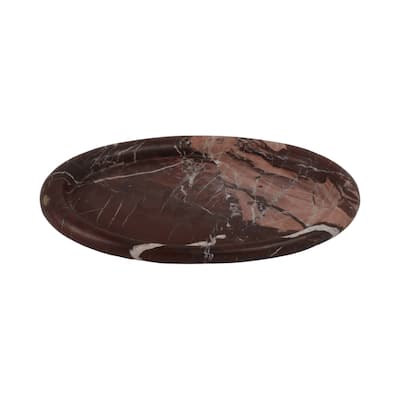 Marble Stone Oval Decorative Tray Premium Natural Vein Design - 2" Red - 17" x 11" x 2"