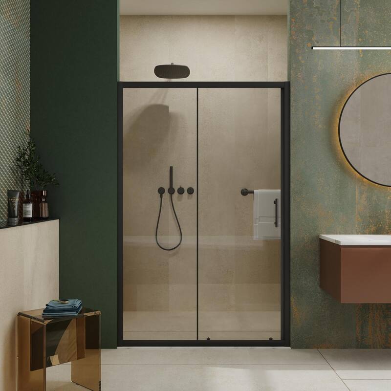 60"Wx72"H Single Sliding Shower Door,1/5" Thick Clear Tempered Glass - 48.in W x 72.in H