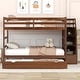 preview thumbnail 2 of 7, Walnut Elegant Full-Over-Full Bunk Bed with Trundle and 3 Storage Stairs