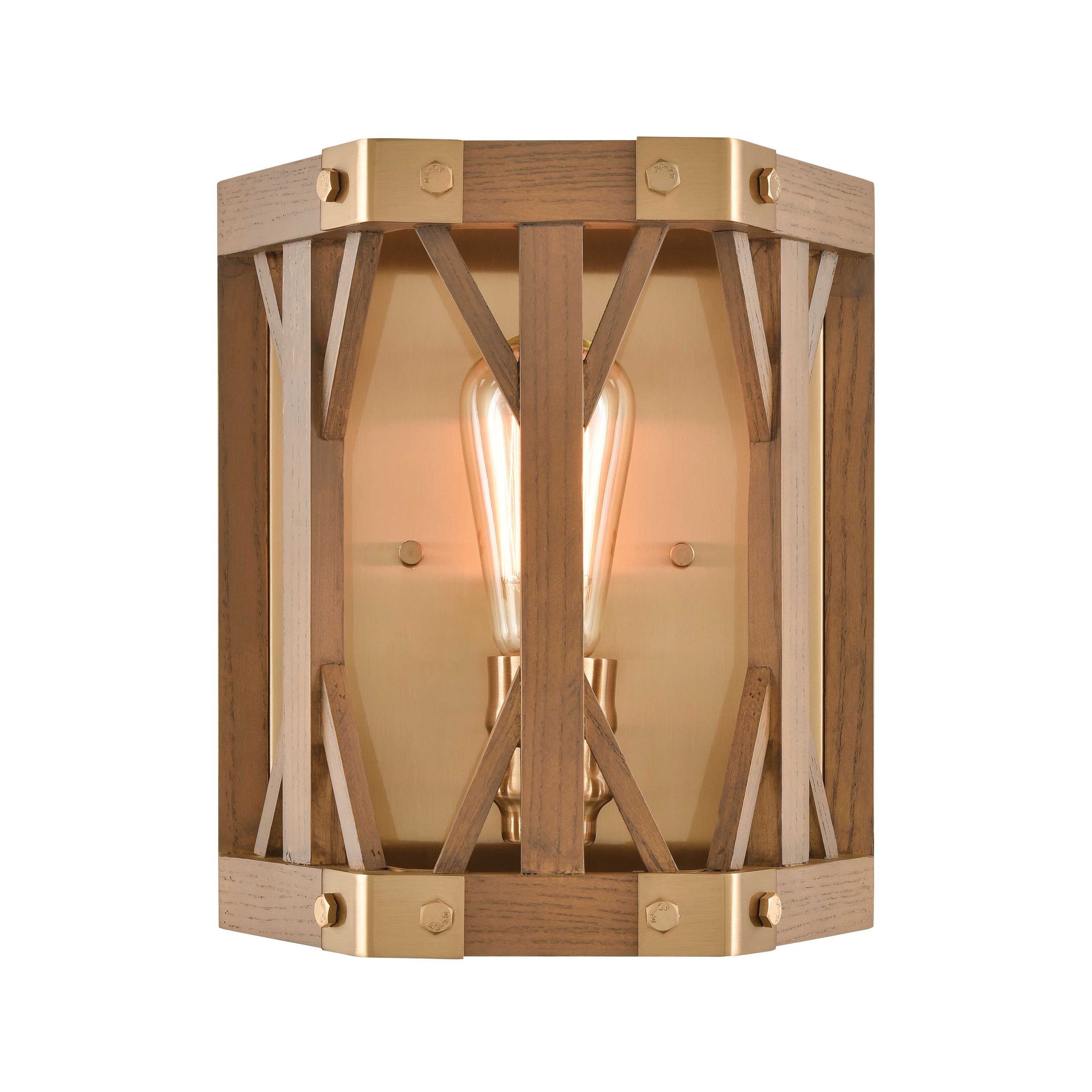 Structure 10'' High 1-Light Sconce - Medium Oak - 10 inch Tall