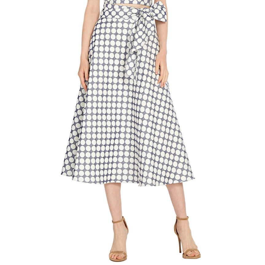 white polka dot midi skirt