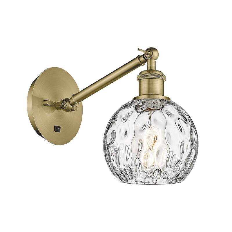 Innovations Lighting Ballston Athens Water Glass 6" - 1 Light 6" Sconce - Arm Adjusts Up and Down - Antique Brass/Clear Water Glass
