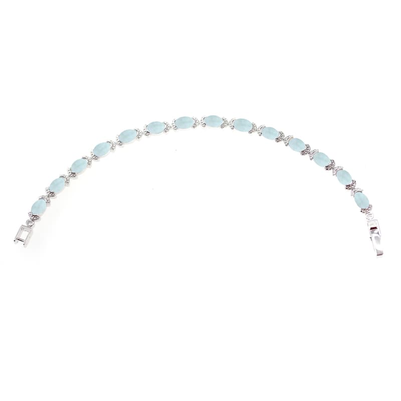 925 Sterling Silver Milky Aquamarine Bracelet