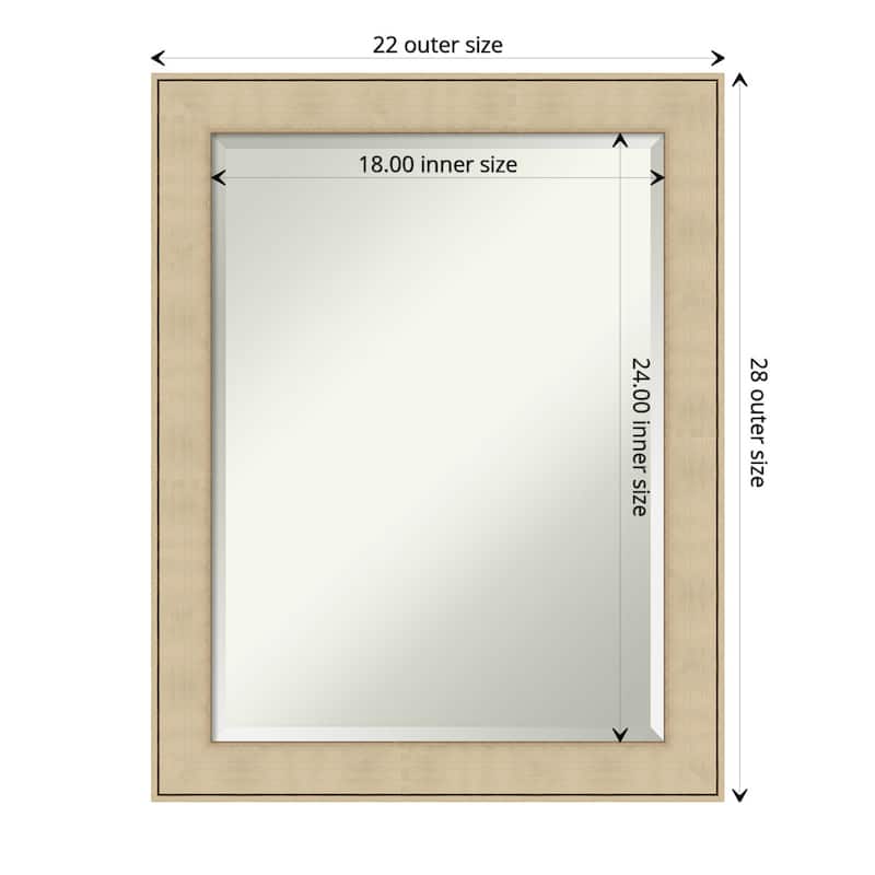 Beveled Bathroom Wall Mirror - Classic Honey Silver Frame - Classic Honey Silver - Outer Size: 22 x 28 in