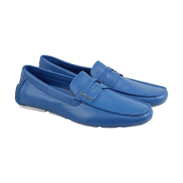 mens blue leather casual shoes
