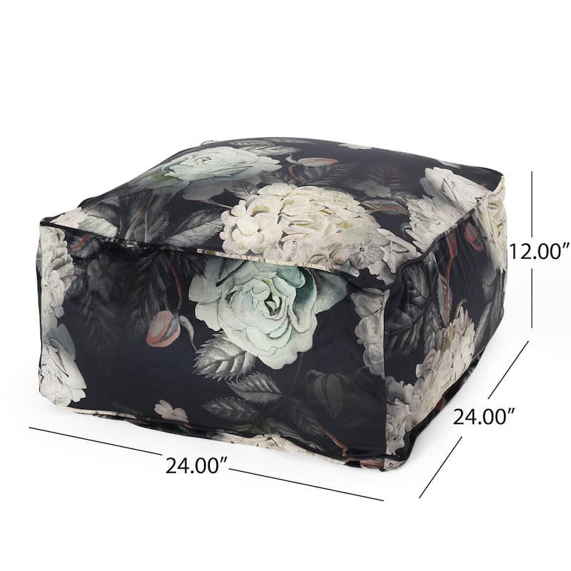 Reigle Traditional Medium Fabric Flower Print Cube Pouf by Christopher Knight Home