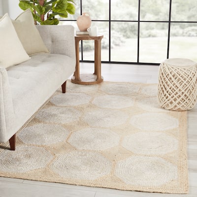 Salazar Natural Geometric Light Beige/ White Area Rug
