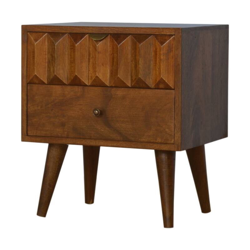 Solid Wood Chestnut Prism Nightstand