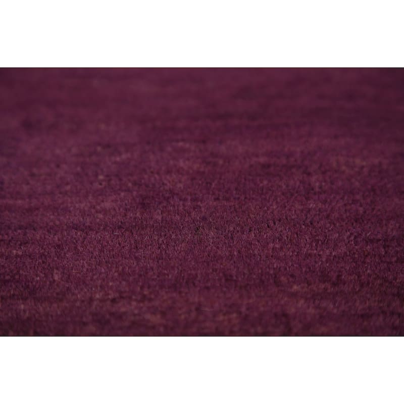 Purple Gabbeh Modern Rug Hand-Knotted Wool Carpet - 3'4" x 3'7"