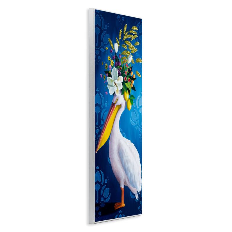 Stupell Floral Pelican over Damask Wall Plaque Art Design By Heather Gauthier