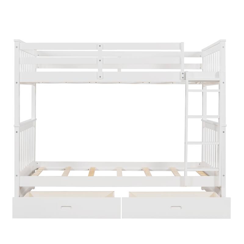 Bunk Bed with Ladders and 2 Storage Drawers
