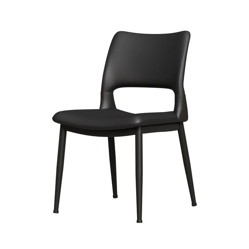 Modern Minimalist PU Leather Dining Chairs Set of 2, Comfortable Backrest Design, Metal Leg Support - 18.8" x 17.3" x 32.5"