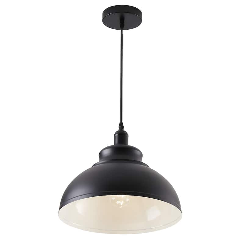 Industrial Black 1-Light Pendant Light with Metal Shade