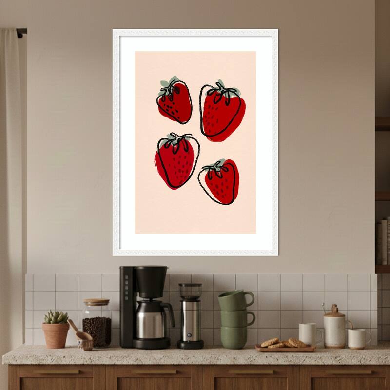 Berry Delight Sketch by Treechild Wood Framed Wall Art Print