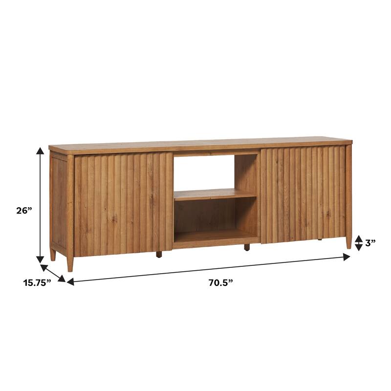 Middlebrook Scandinavian Reeded 70-inch TV Stand with Open Storage