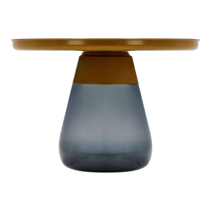 24" Matte Gold Tray Top Aeryn Nesting Table with Smoky Gray Glass Base - 24x17