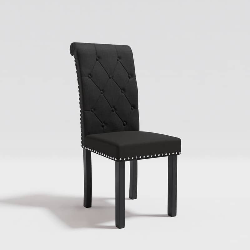 High-Back Tufted Nailhead Upholstered Dining Chairs (Set of 4)