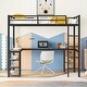 preview thumbnail 3 of 11, Full XL Size Metal Loft Bed with Desk and Shelves