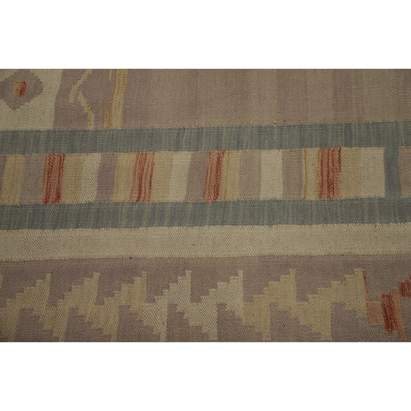 Hand Woven Oriental 100% Wool Carpet Southwestern Tribal Multi-Colored Kilim Area Rug - 9' 10'' X 8' 4''