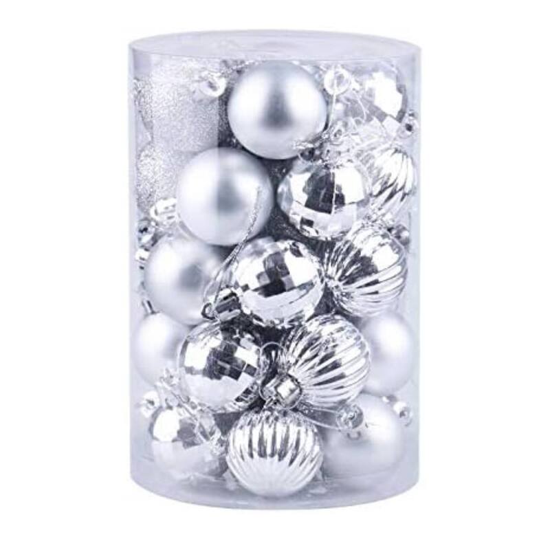 34PCS 1.57in Decorative Christmas Balls Ornaments for Xmas Tree Decor - N/A - Silver