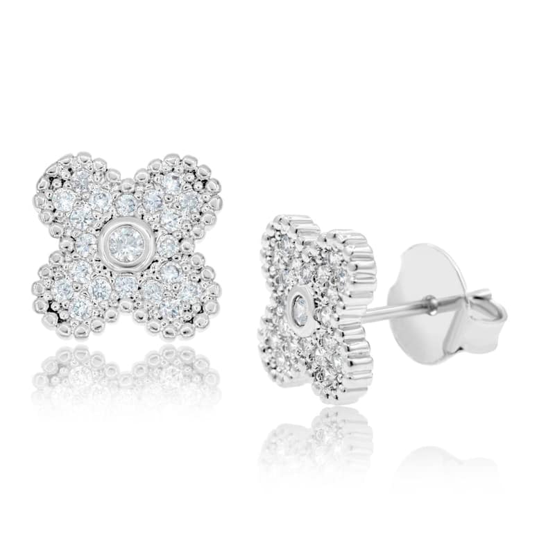 SHYMI Small Pave Clover Earrings