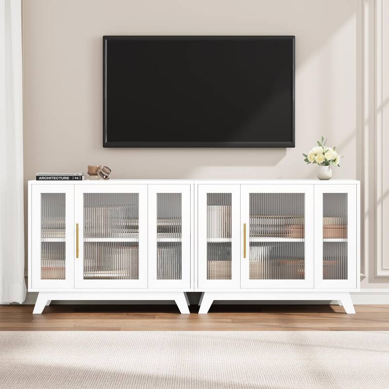 Buffet Storage Cabinet with Fluted Glass Door